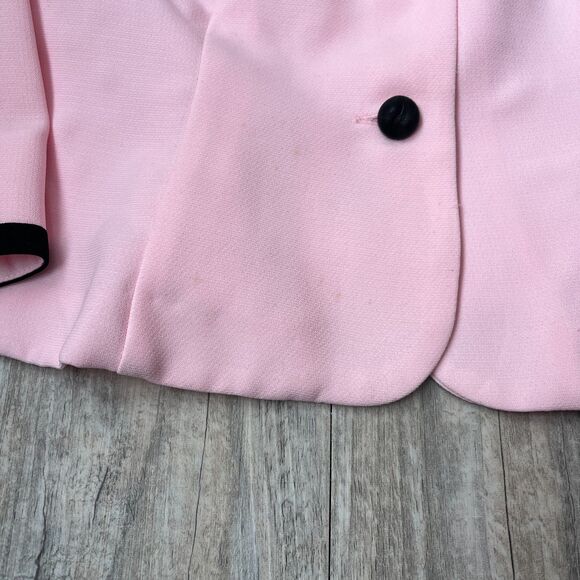 Vintage Blazer Pink and Black Jacket Medium 90s 50s Unique Bows Maximalist - Picture 11 of 12
